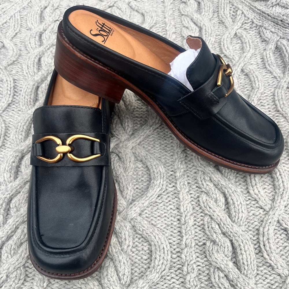 Sofft mule clog black leather
